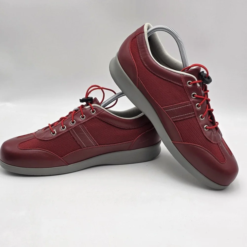 SAS Mesh Walking Shoes Sneakers Womens Size 11 W Red Leather Orthotic SEE PHOTOS